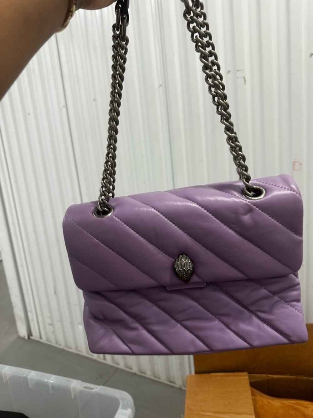 Kurt Geiger Lavender Quilted Chain Shoulder Bag